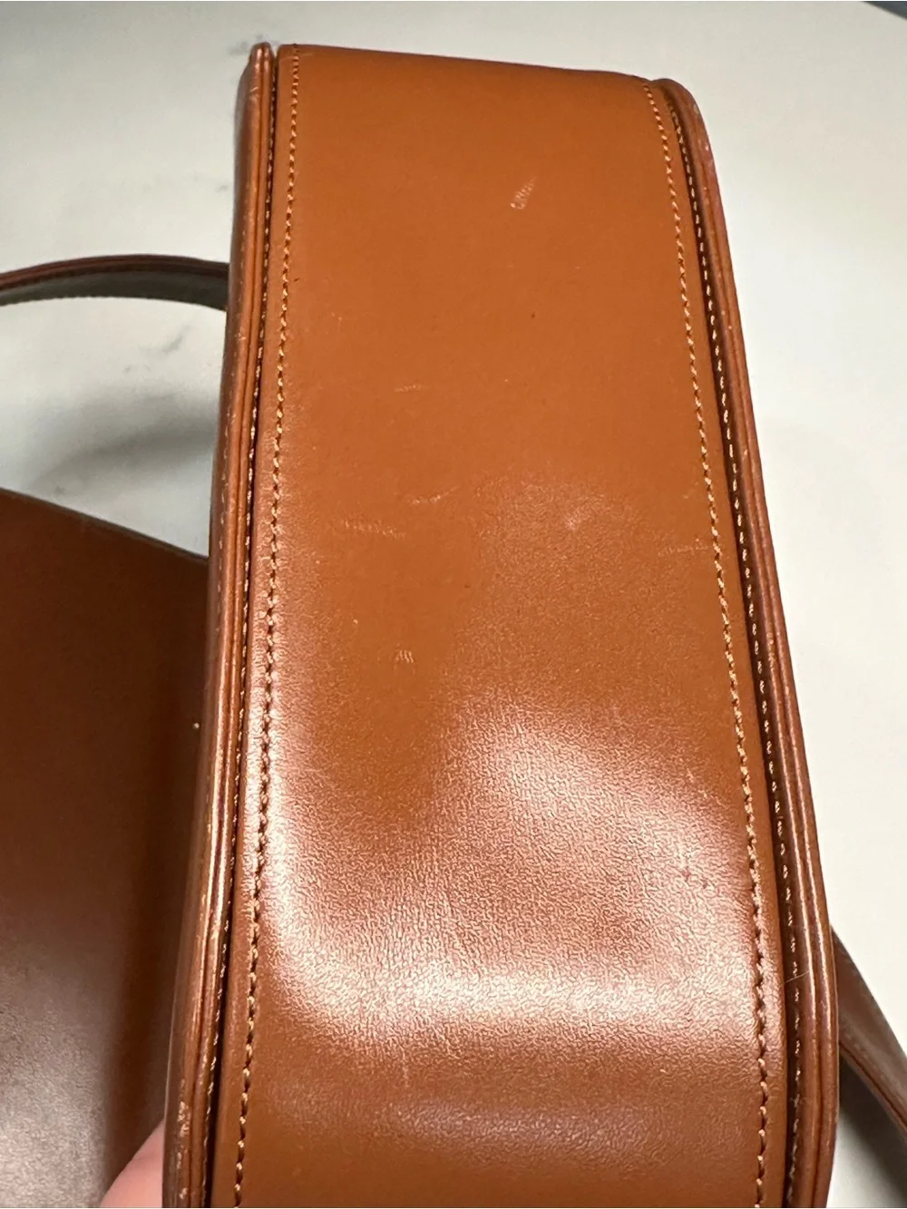 Vintage Gianni Versace Cognac Leather Crossbody with Medusa Relief